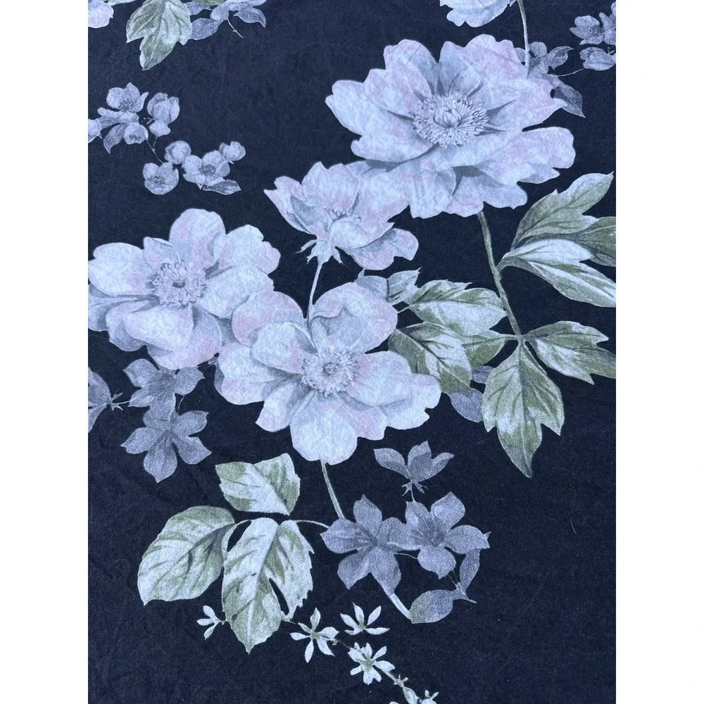 Pottery Barn‎ King Duvet Cover Black White Lavender Floral Botanical Cotton
